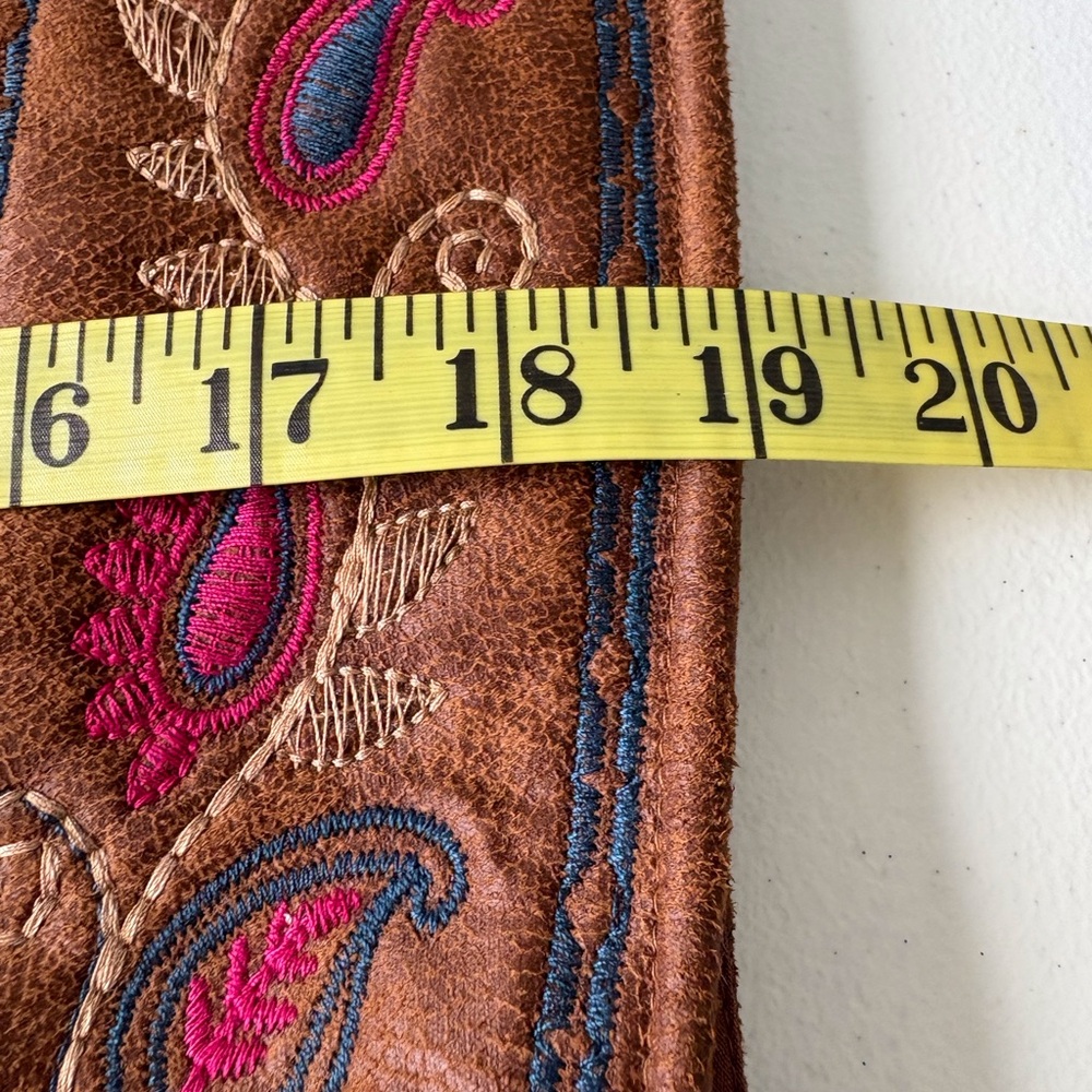 Flying‎ Tomato Embroidered Vest Women Small Faux Leather Western Cabincore Boho - Picture 12 of 15